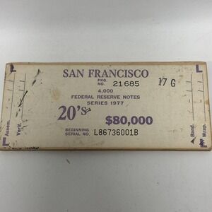 San Francisco Federal Reserve Wood Currency Banding‎ Board Series 1977 20's
